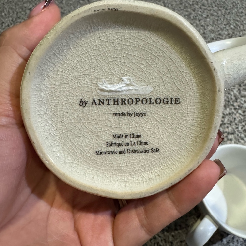 4 Anthropologie Keegan Cream and White Mug - Picture 4 of 5